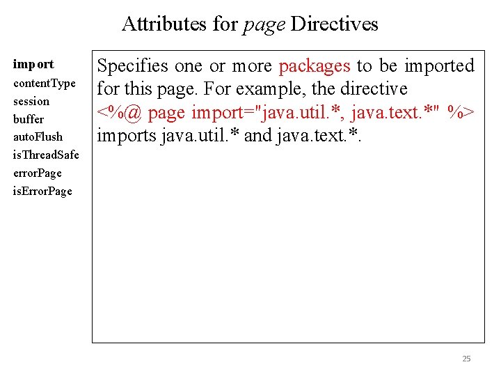 Attributes for page Directives import content. Type session buffer auto. Flush is. Thread. Safe Attributes for page Directives import content. Type session buffer auto. Flush is. Thread. Safe