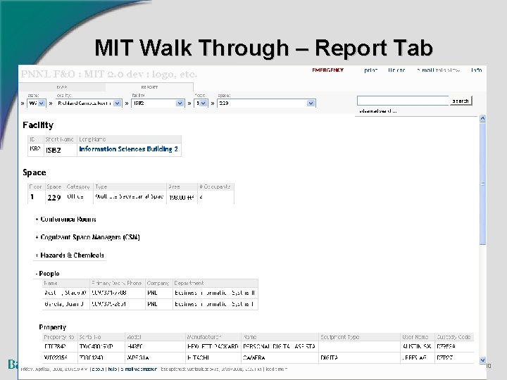 MIT Walk Through – Report Tab 10 