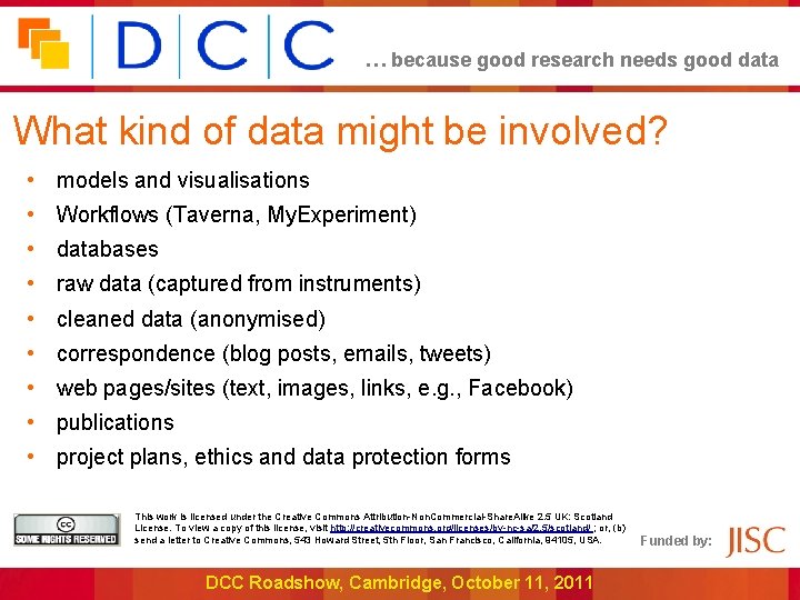 … because good research needs good data What kind of data might be involved?
