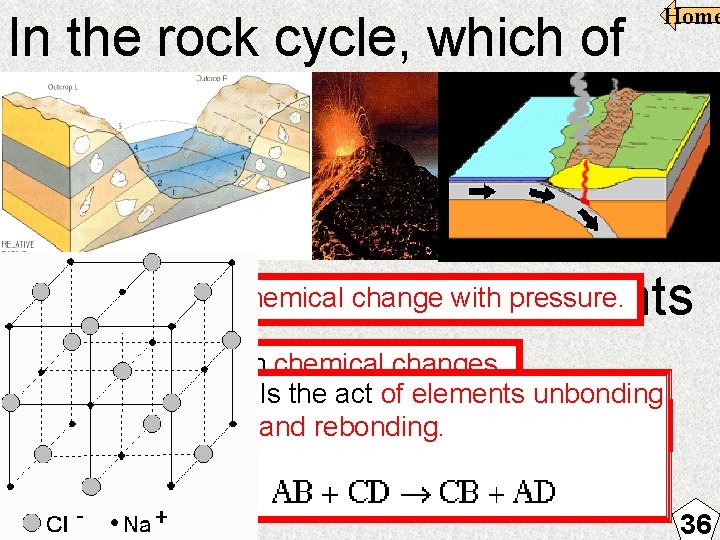 Home In the rock cycle, which of these is a chemical change involved with