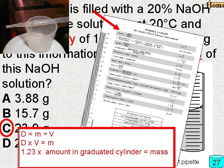 Home This pipette is filled with a 20% Na. OH solution. The solution is