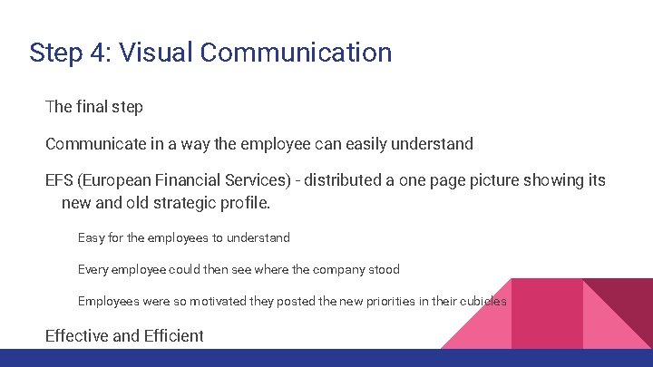 Step 4: Visual Communication The final step Communicate in a way the employee can
