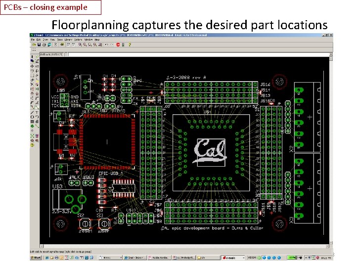 PCBs – closing example Floorplanning captures the desired part locations 28 