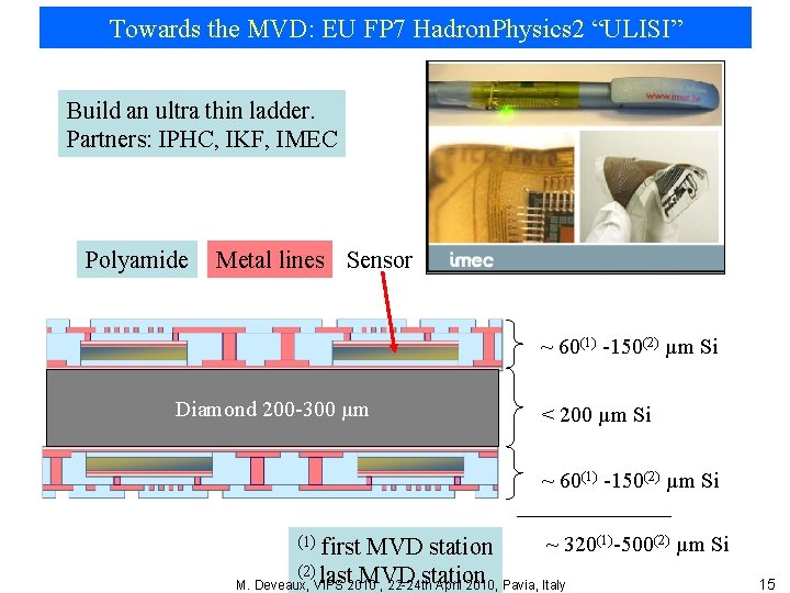 Towards the MVD: EU FP 7 Hadron. Physics 2 “ULISI” Build an ultra thin