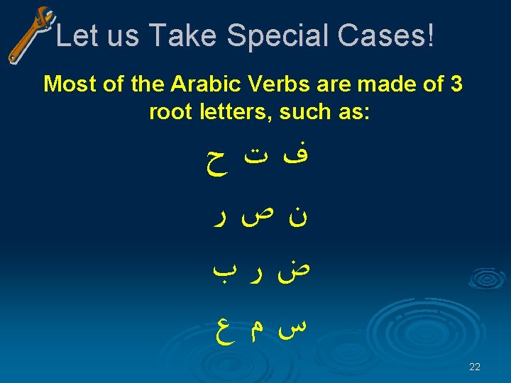 Let us Take Special Cases! Most of the Arabic Verbs are made of 3