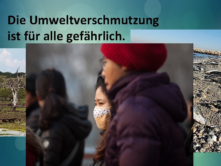 Die Umweltverschmutzung ist für alle gefährlich. 