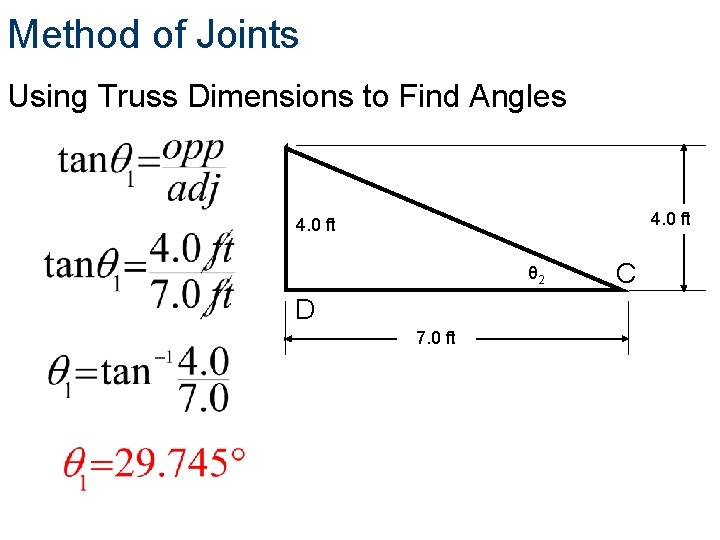 Method of Joints Using Truss Dimensions to Find Angles B 4. 0 ft A