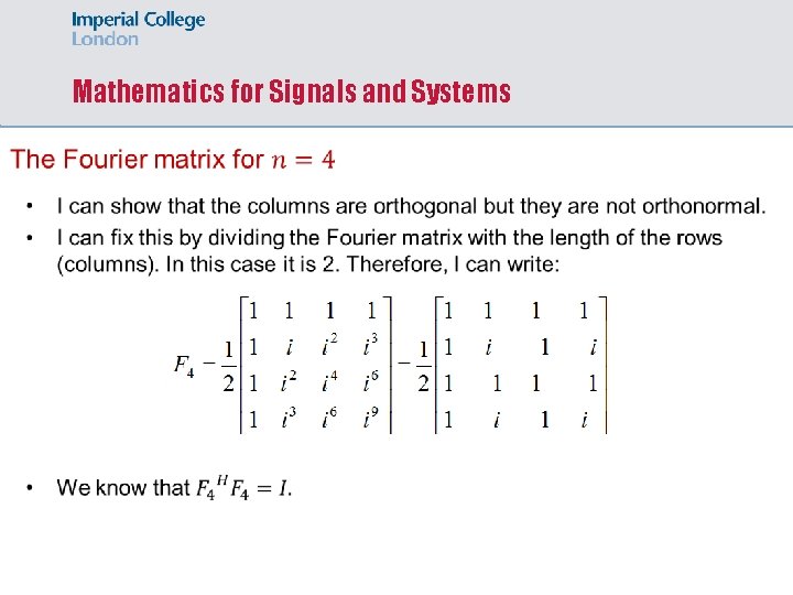 Mathematics for Signals and Systems 