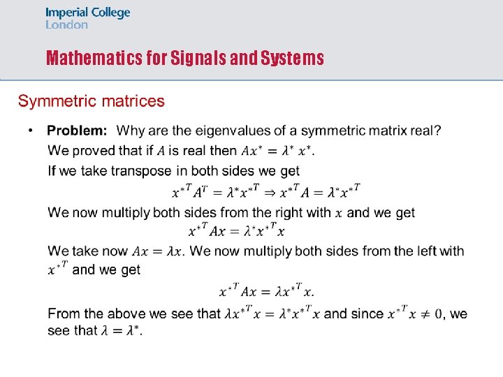 Mathematics for Signals and Systems 