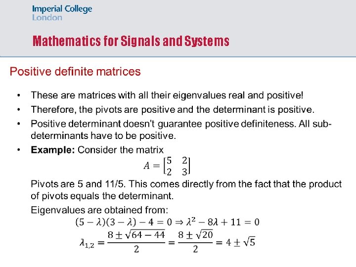 Mathematics for Signals and Systems 