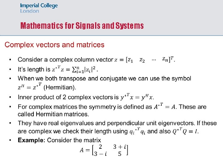 Mathematics for Signals and Systems 