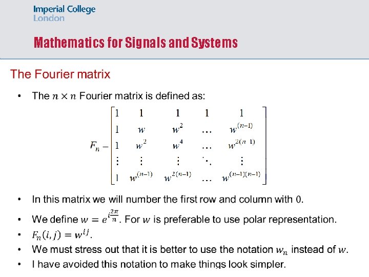 Mathematics for Signals and Systems 