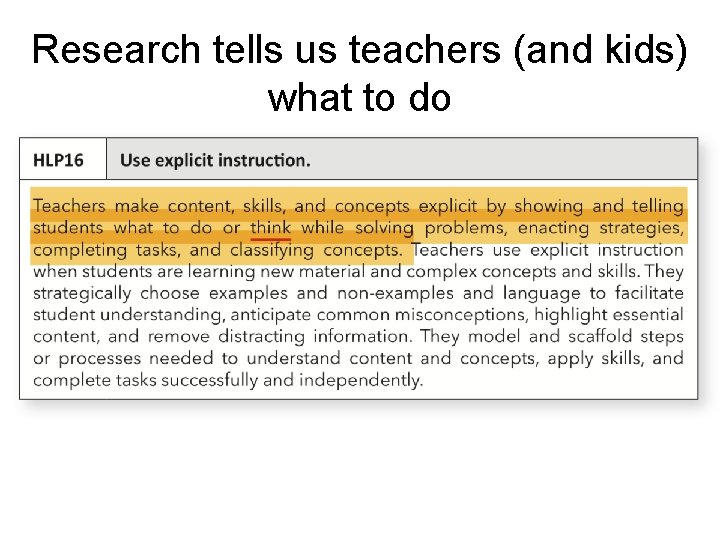 Research tells us teachers (and kids) what to do 