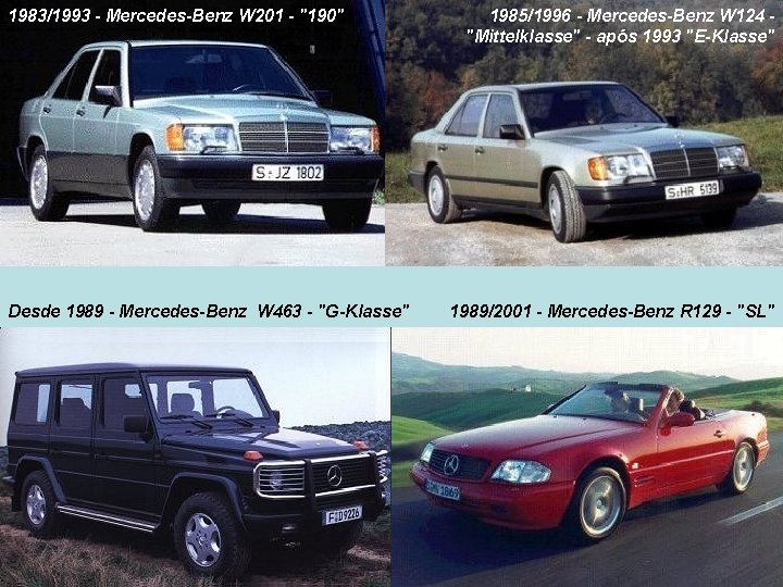 1983/1993 - Mercedes-Benz W 201 - "190" Desde 1989 - Mercedes-Benz W 463 -