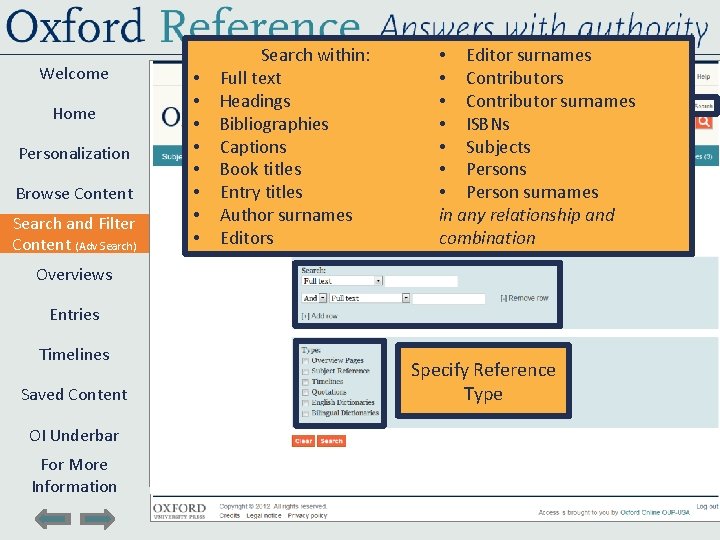 Welcome Home Personalization Browse Content Search and Filter Content (Adv Search) • • •