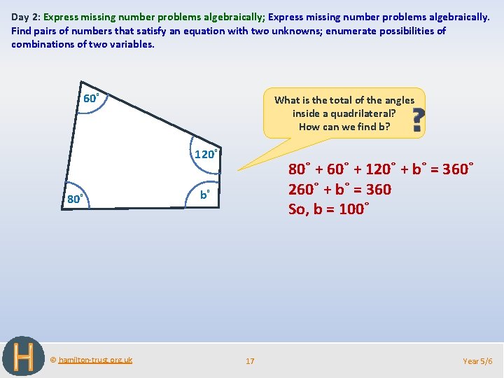 Day 2: Express missing number problems algebraically; Express missing number problems algebraically. Find pairs