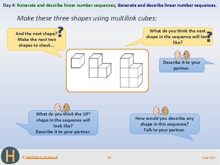Day 4: Generate and describe linear number sequences; Generate and describe linear number sequences.