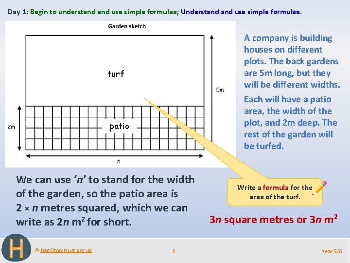 Day 1: Begin to understand use simple formulae; Understand use simple formulae. A company