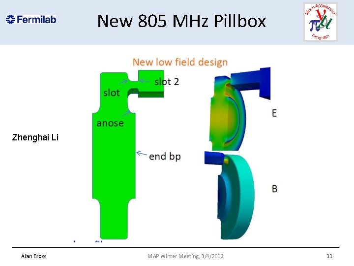 New 805 MHz Pillbox Zhenghai Li Alan Bross MAP Winter Meeting, 3/4/2012 11 