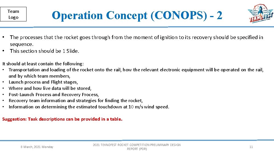 Public Team Logo Operation Concept (CONOPS) - 2 • The processes that the rocket