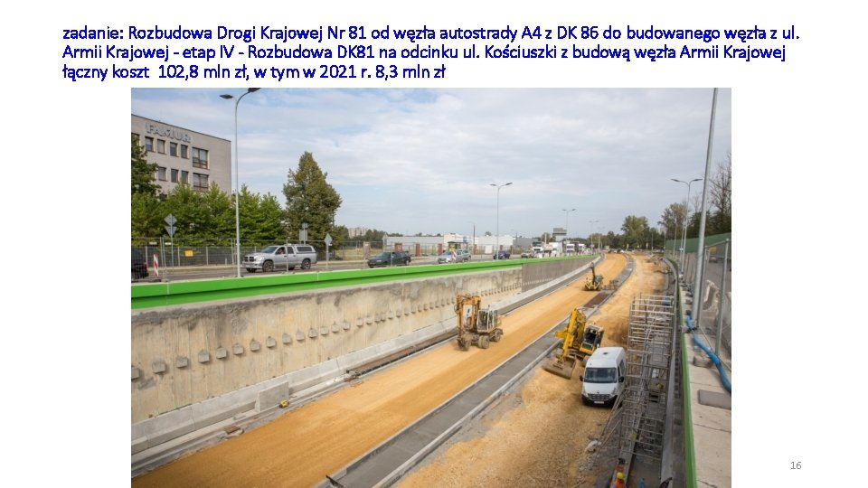 zadanie: Rozbudowa Drogi Krajowej Nr 81 od węzła autostrady A 4 z DK 86