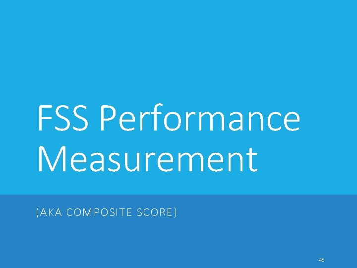 FSS Performance Measurement (AKA COMPOSITE SCORE) 45 