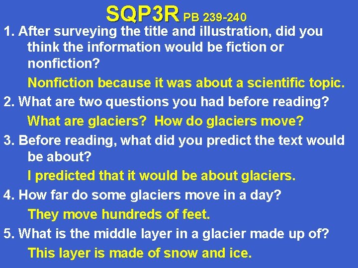 SQP 3 R PB 239 -240 1. After surveying the title and illustration, did