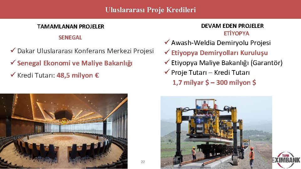 Uluslararası Proje Kredileri DEVAM EDEN PROJELER ETİYOPYA TAMAMLANAN PROJELER SENEGAL ü Dakar Uluslararası Konferans