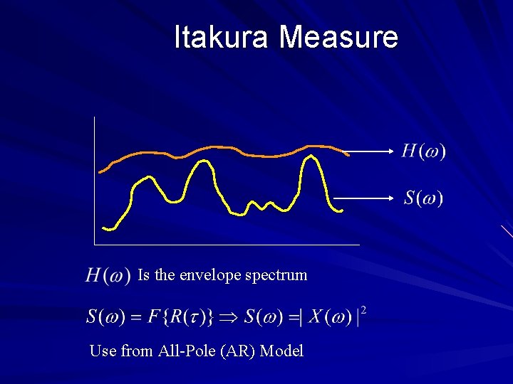 Itakura Measure Is the envelope spectrum Use from All-Pole (AR) Model 