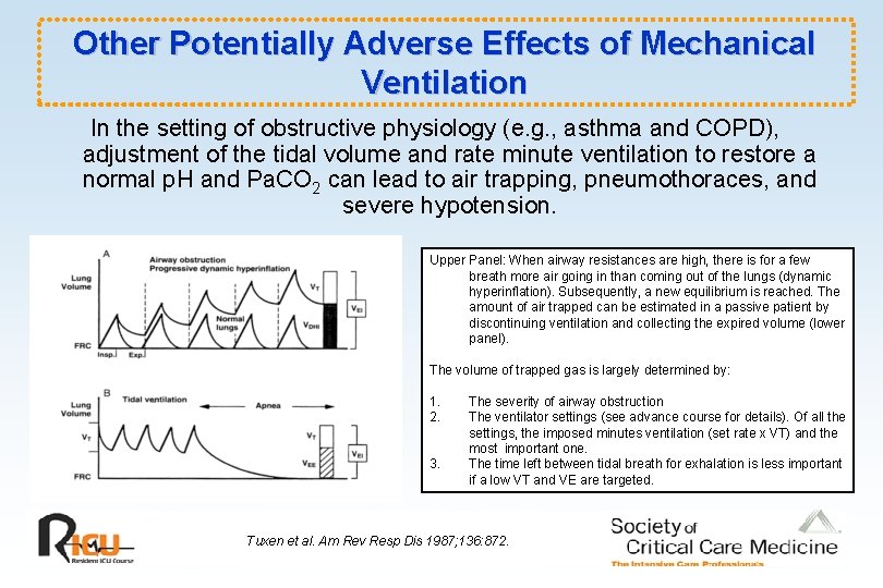 Other Potentially Adverse Effects of Mechanical Ventilation In the setting of obstructive physiology (e.