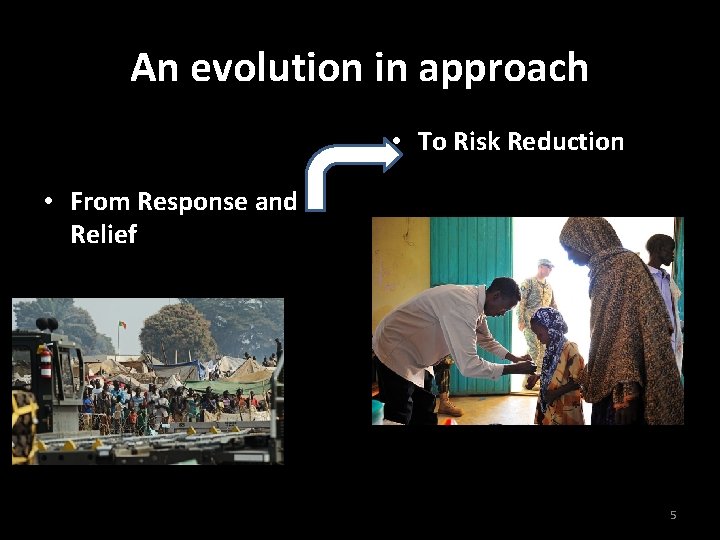 An evolution in approach • To Risk Reduction • From Response and Relief 5