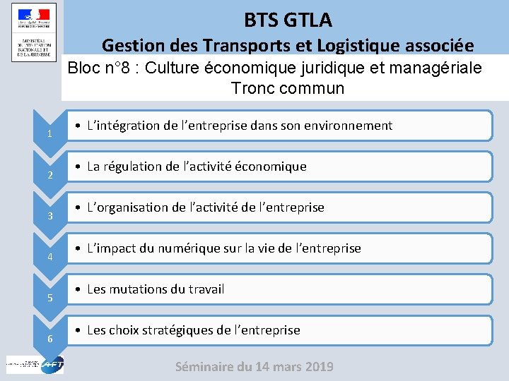 BTS GTLA Gestion des Transports et Logistique associe