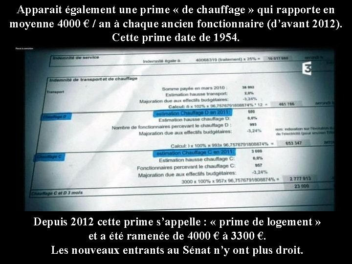 Apparait également une prime « de chauffage » qui rapporte en moyenne 4000 €