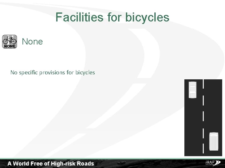 Facilities for bicycles None No specific provisions for bicycles A World Free of High-risk