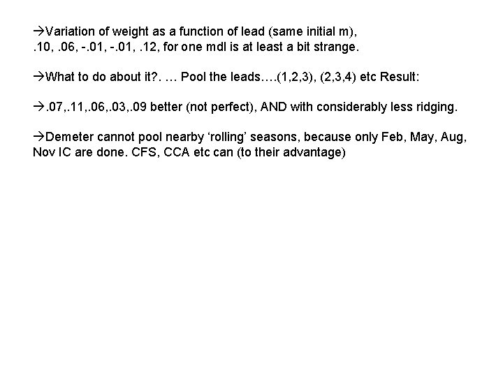  Variation of weight as a function of lead (same initial m), . 10,