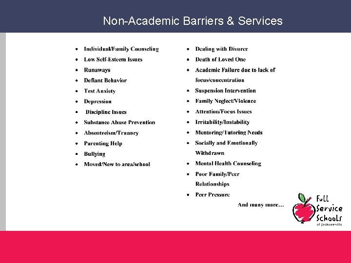 Non-Academic Barriers & Services 