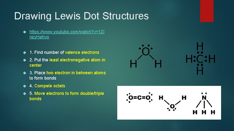 Drawing Lewis Dot Structures https: //www. youtube. com/watch? v=1 Zl nzy. Hahvo 1. Find