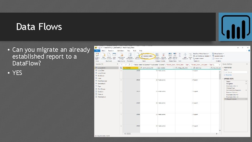 Data Flows • Can you migrate an already established report to a Data. Flow?