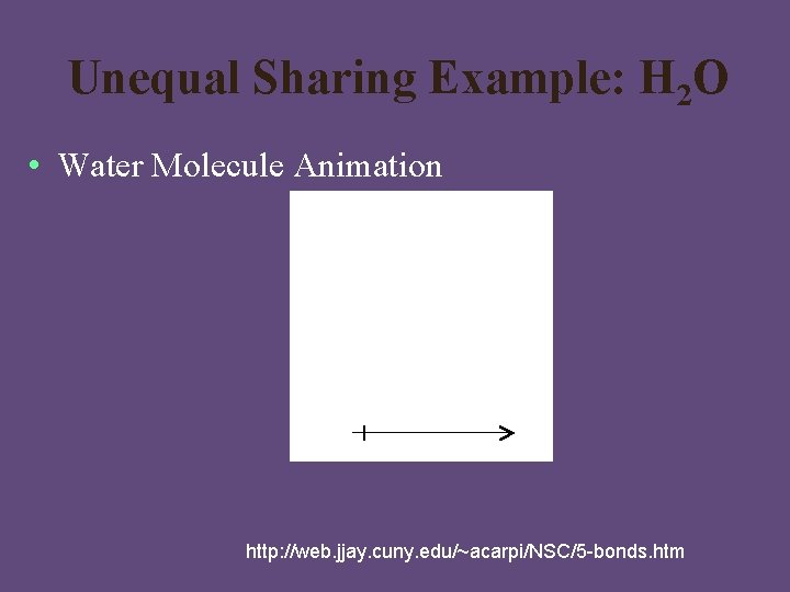Unequal Sharing Example: H 2 O • Water Molecule Animation http: //web. jjay. cuny.