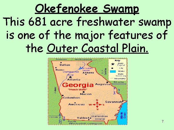 Okefenokee Swamp This 681 acre freshwater swamp is one of the major features of