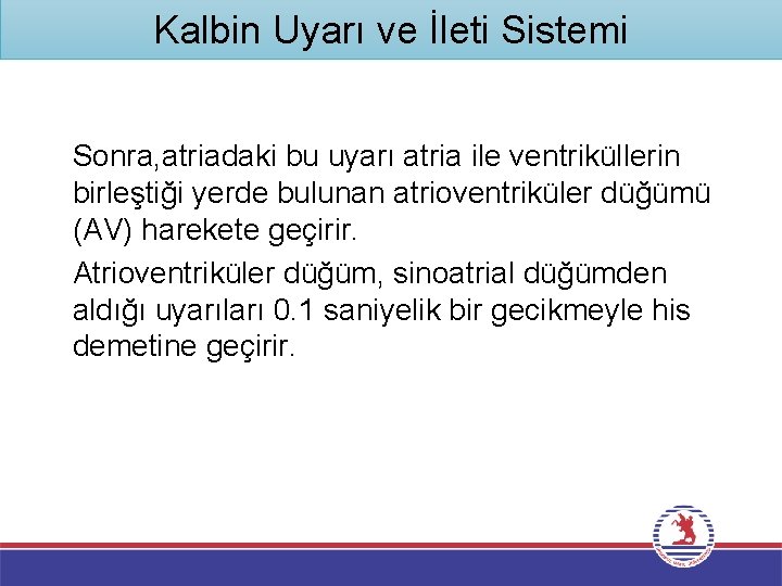 Kalbin Uyarı ve İleti Sistemi Sonra, atriadaki bu uyarı atria ile ventriküllerin birleştiği yerde