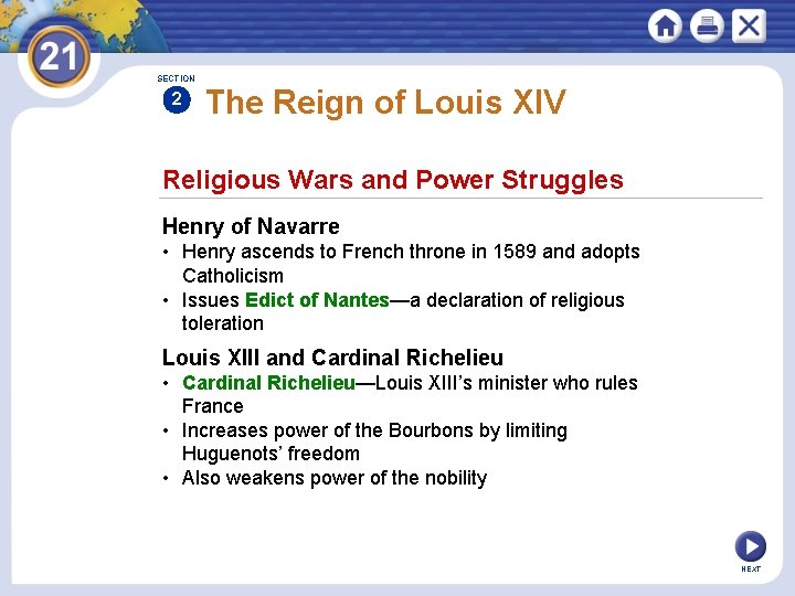 SECTION 2 The Reign of Louis XIV Religious Wars and Power Struggles Henry of