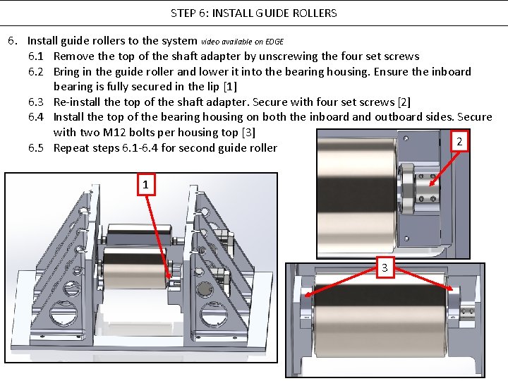 STEP 6: INSTALL GUIDE ROLLERS 6. Install guide rollers to the system video available