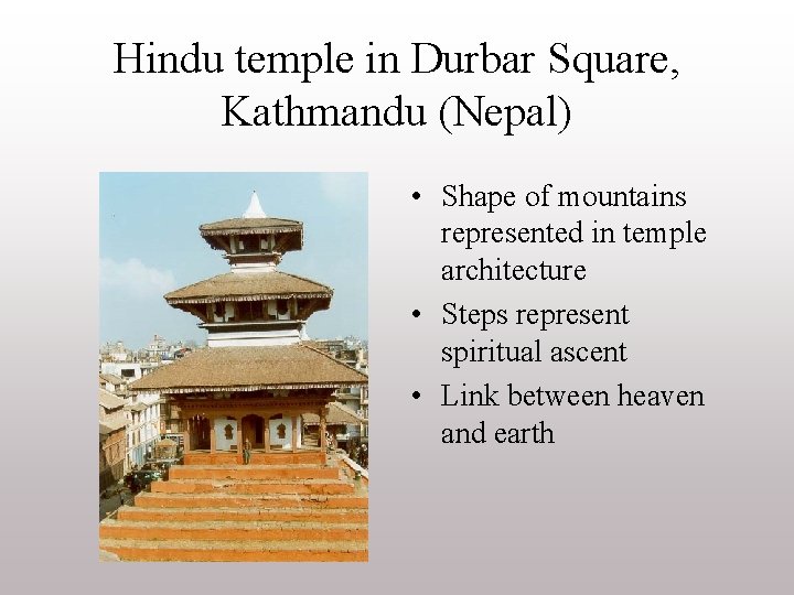 Hindu temple in Durbar Square, Kathmandu (Nepal) • Shape of mountains represented in temple