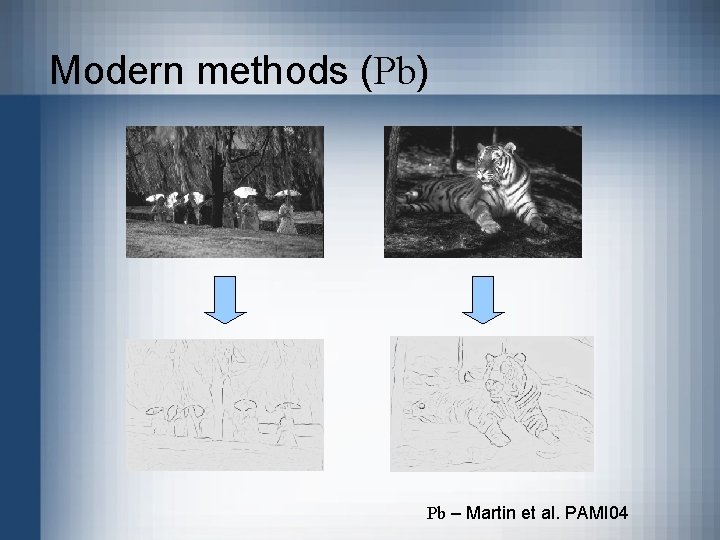 Modern methods (Pb) Pb – Martin et al. PAMI 04 