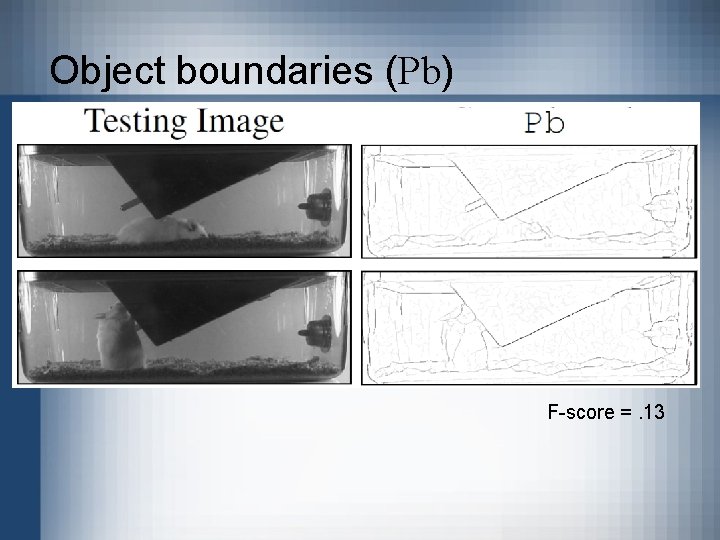 Object boundaries (Pb) F-score =. 13 