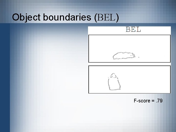 Object boundaries (BEL) F-score =. 79 
