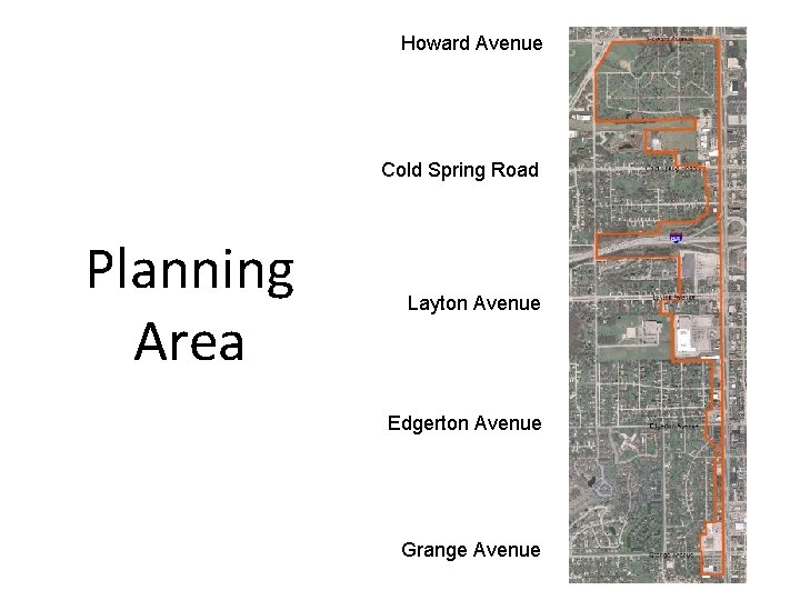 Howard Avenue Cold Spring Road Planning Area Layton Avenue Edgerton Avenue Grange Avenue 