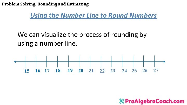 Problem Solving: Rounding and Estimating Using the Number Line to Round Numbers We can