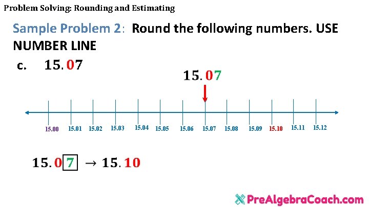 Problem Solving: Rounding and Estimating Sample Problem 2: Round the following numbers. USE NUMBER